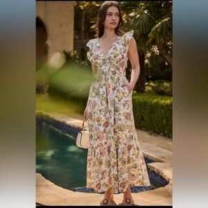 SugarLips Pany Floral Mawar Ruffle Maxi Dress